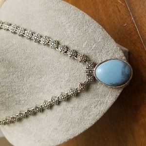 Gorgeous silver necklace with blue pendant